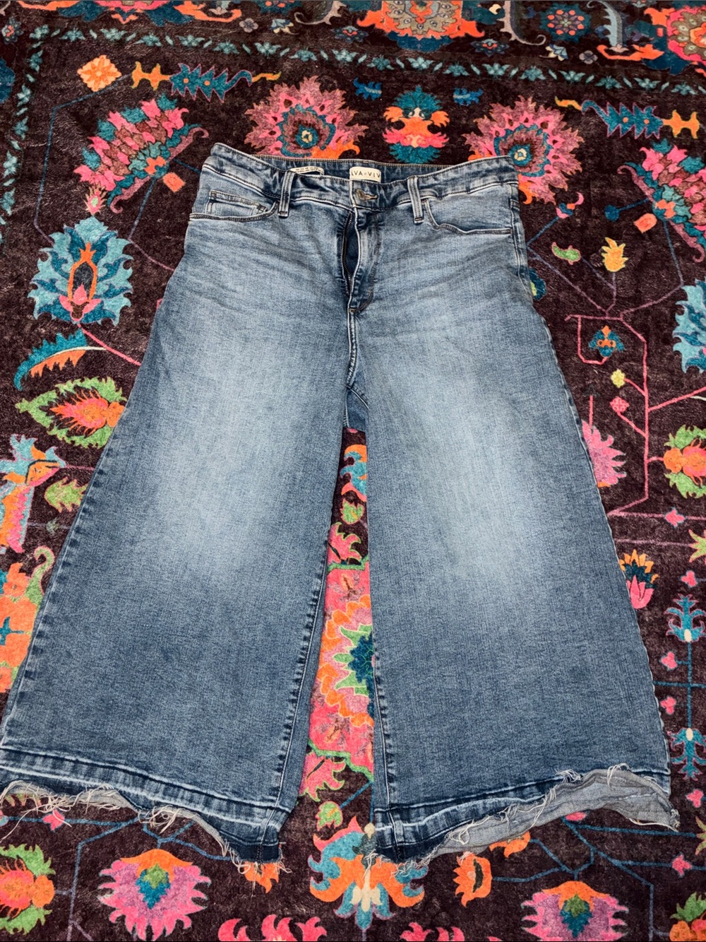 Ava and Viv Wide Leg Crop Jeans in Light Blue -